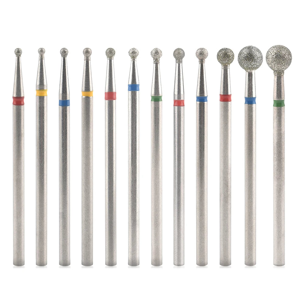 KADS Milling Cutters for Manicure Diamond Nail Drill Bits Burs for Nail Lathes Ball Shape Accessories for Drills Nail Cutter Tip